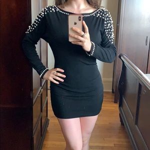 Black Cocktail Dress w/ Pearl Detailing